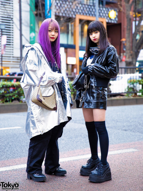 Japanese students 15-year-old Mami Creamy and 14-year-old Yurian on the street in Harajuku wearing f