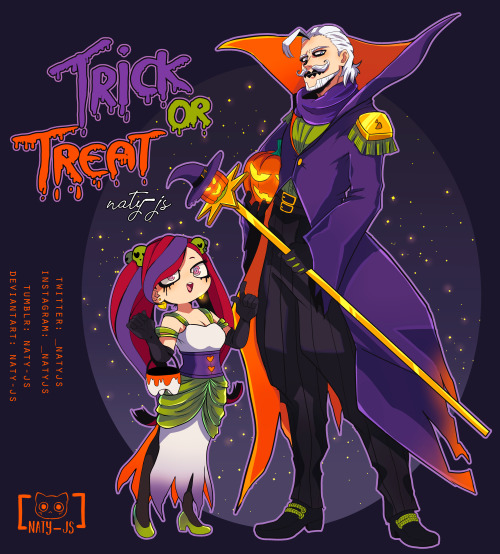 naty-js: Trick or Treat ! Halloween drawing for my Redbubble shop! (shirts, on special ) Check 