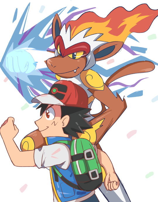 noodlerama:Haven’t been inspired to draw lately so warming up with some good ol Ash/Infernape hype 