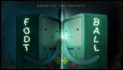 adventuretime:  FootballThis week’s worth of five new Adventure Time episodes comes to an end tonight with the premiere of “Football,” written and storyboarded by Luke Pearson and Emily Partridge. 8/7c on Cartoon Network.Title card designed