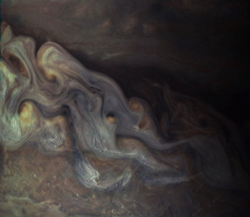 A Close-up Of An Enhanced-color Image Of Jupiter’s Clouds Obtained By NASA’s Juno Spacecraft.