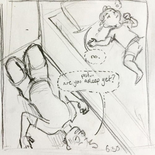 6:30 - hot nights and rough bed times. #elkingart #traditiknal #illustration #sketch #hourlycomicday