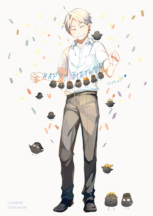 zannki:  happy birthday to suga——！ 最后一张是我和螃蟹的合绘，线稿by螃蟹（http://www.pixiv.net/member.php?id=3300957） 上色by我。