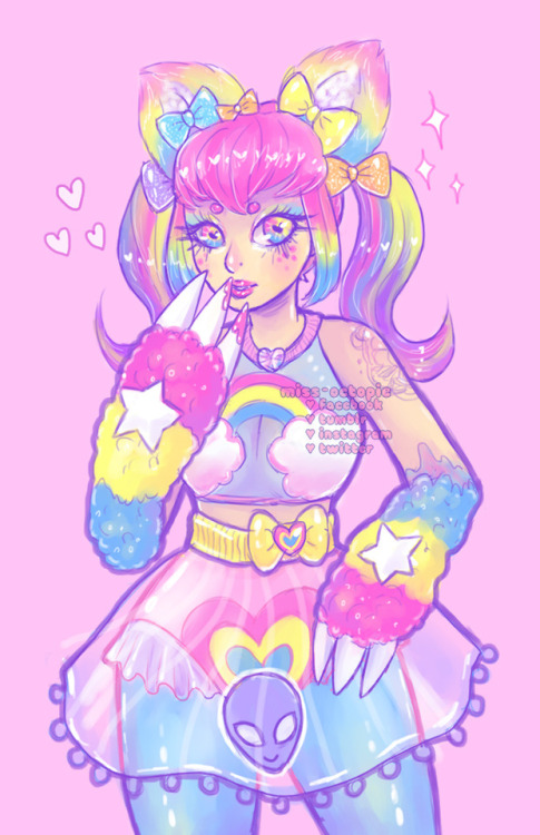 miss-octopie:  Drew a doodle of the super cute and colorful @happyunbirthday1 !! Her outfits are so 