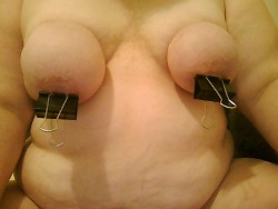 Torturethiscunt:  Rubber Bands And Clamps On Cunts Tits! 