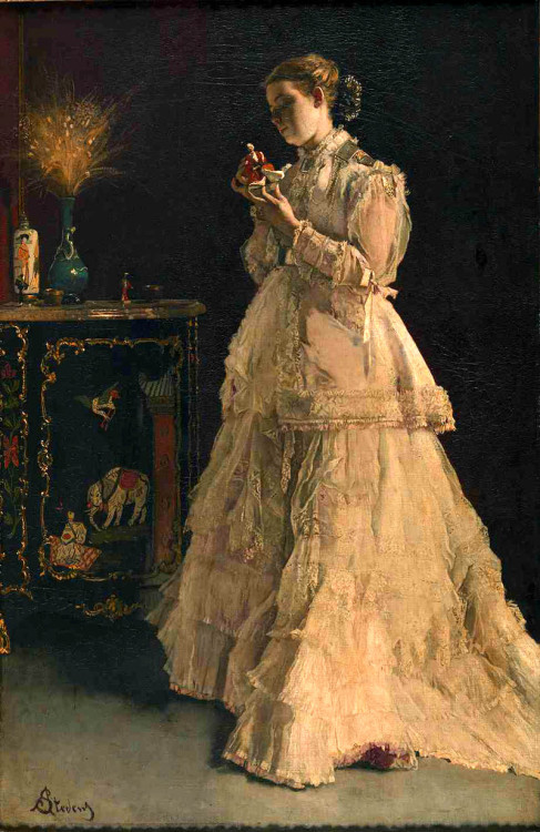 “The doll” or “Lady in pink” by Alfred Stevens, 1867