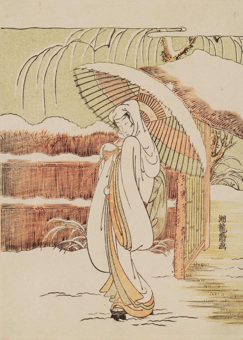 thekimonogallery:“The Heron Maiden”.  Woodblock print, about 1770’s, Japan,by artist Isoda Koryusai