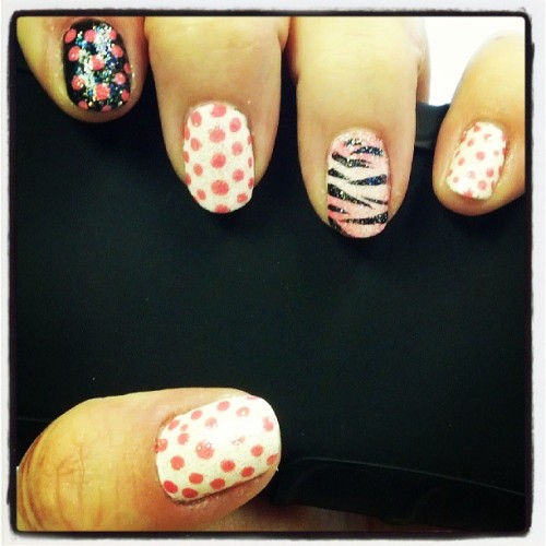 My #Cute #NailDesign I think I will have to do a cute Zebra pattern next #Beauty #Fashion #NailSwag