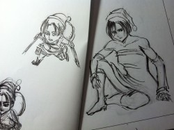 cuppy-face:  Levi and Mikasa sketches by