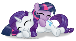 iamaleximusprime:  Final sleepy ponies pic for the main six.  Have some Rarity and Twilight!  :3 Well now that I have the mane 6 done, would you guys like to see more adorable sleeping pony pics like this?  Cuuuuute~ &lt;3