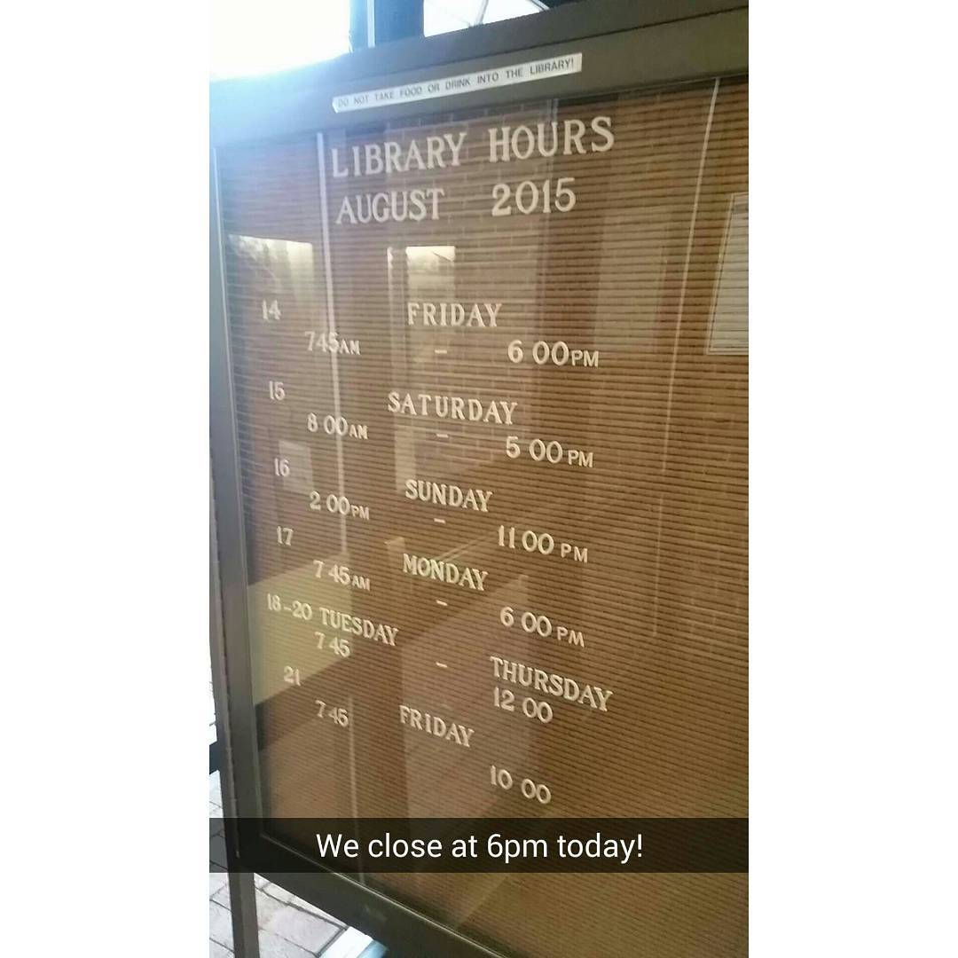 Welcome back to campus! And hey #FayState 19! Glad to have you all here with us.
Classes start tomorrow. #ChesnuttLibrary is open today 7:45am - 6pm. We start midnight hours tomorrow. Tell a friend. And be sure to follow us on #snapchat...