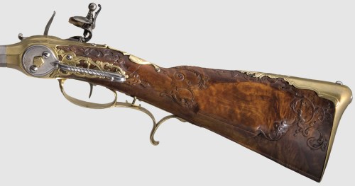 Rare Lorenzoni System flintlock rifle from Germany, dated 1730.Sold: €15,000