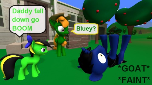 ask-the-out-buck-pony:  It is the 777th ask post for this blog that means good luck well not so good Bluey (updated) panels now in right spotThat little Jazz filly is just too darn cute X3