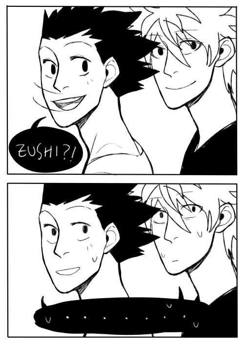 ask-teen-gon-and-killua:K: No, seriously, HOW did you get so tall?!G: Come on, Kill… &gt;&gt;”