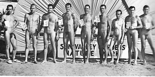 vintagemusclemen:Today we look at some more all-male nudist beauty pageants.  Quite a mix here. 