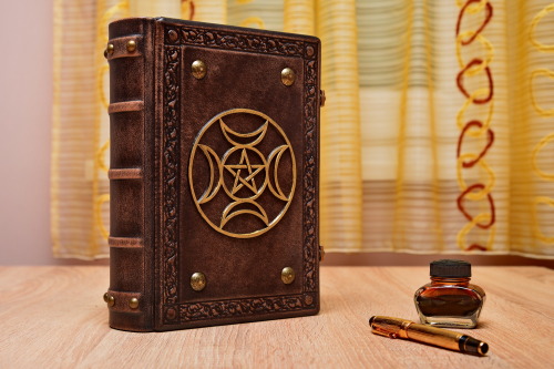 Triple goddess leather journal - almost 8" x 10" large, 3" thick, 600 pages of strong