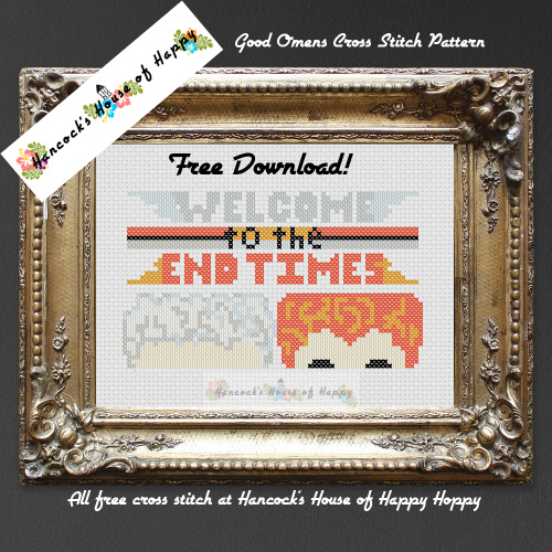 DIY Welcome to the End of Times Good Omens Cross StitchThis is a free pattern with Aziraphale and Cr