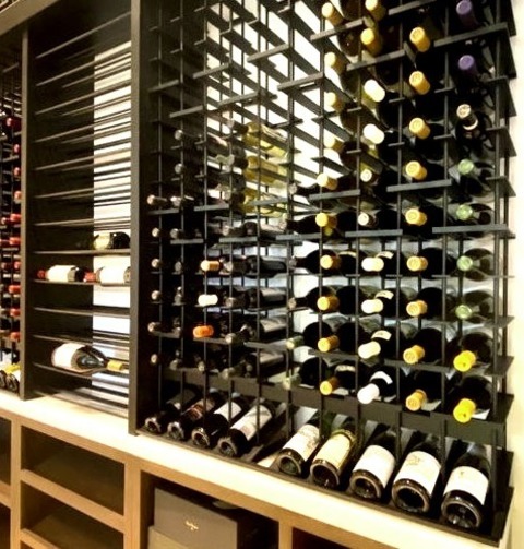Medium Wine Cellar Los Angeles Inspiration For A Mid-sized, Modern Wine Cellar Renovation With Racks
