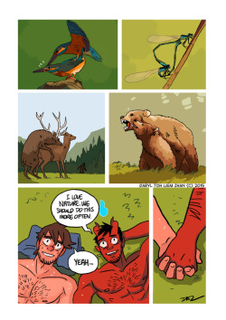 tobiasandguy:  The Great Outdoors - Part 5 (END)Very NSFW scenes of animals mating. haha Hope you all enjoy this odd little short story. See you all next week. first/previous