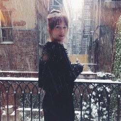 everythingdakotajohnson:Dakota Johnson in New York today. Pictures shared by Blake Lee and Chase Cohl on instagram.&ldquo;Sugar plump fairy.&rdquo;&ldquo;It’s a winter wonderland y’all ️️&rdquo;