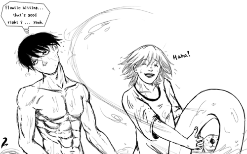 A doodle loosely (entirely) based on an ask sent to @hamliet . Mutsurie&rsquo;s honeymoon pool day, 