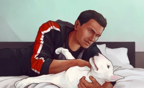 blueteaparty:  A wonderful commission I got from @geeky-sova &lt;3 Maric Shepard and his beautif