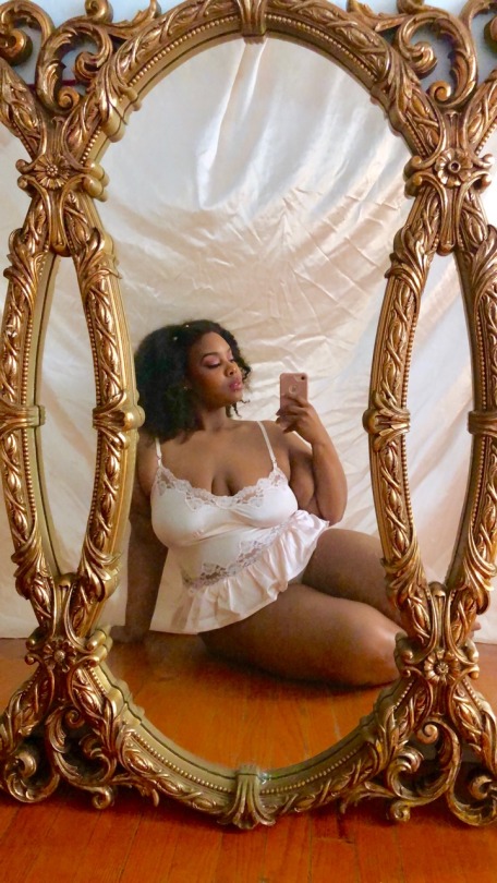 iridessence:   Lavish mirror selfie while working on October Patreon content. Black, fat bodies surrounded by luxury is my kink. What’s yours? (Btw I know it’s not really a kink). IG: Iridessence | Patreon  