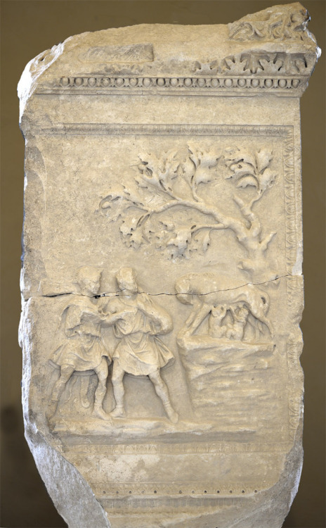 ancientrome: Marble altar, Augustan age [x] Representation of the myth of the Capitoline she-wolf br