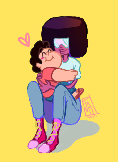 juniperarts:  I wanted to draw Garnet in mom jeans but then it got out of hand … I’d like to think that even though they don’t entirely know what they are doing all three have their momma moments with Steven. 