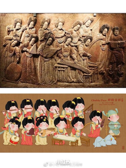 dressesofchina:Cartoon drawings of Tang-dynasty paintings and figurines by 焦响乐