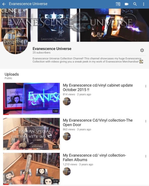 Evanescence Universe is now has a YouTube Channel! I’ve got some old Videos on there already but I’l