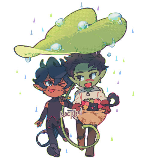 my cleric cimmorro with my friend’s eldritch knight mars :-3 ☔