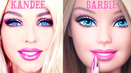 From Girl to Barbie in less than 1.5 minutes with this Remixed Barbie Make-up Transformation: https: