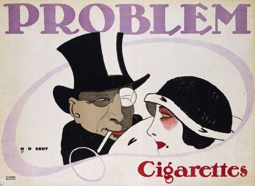 Rudi Erdt, Poster Illustration for Problem cigarettes, 1912. Germany. Actually the name of the compa