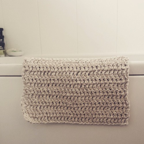 Thanks Ma for our handmade crocheted bath mat. We love it! It&rsquo;s made from a stiff type of thic