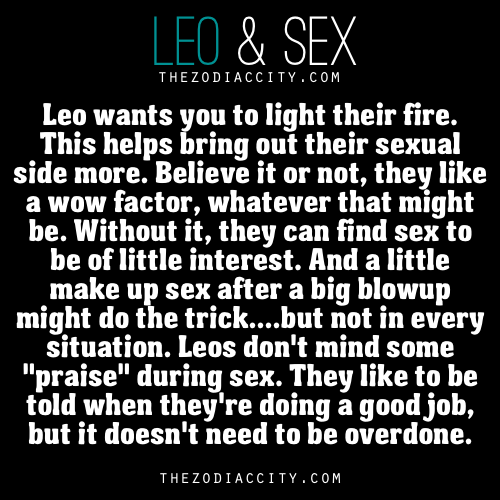 zodiaccity:  Zodiac Files: Leo and Sex.