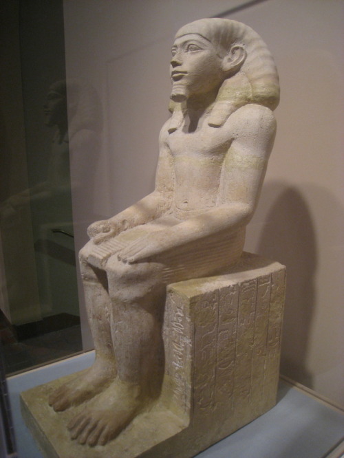 Ancient Egyptian limestone statuette of a man named Hapidefai, dating to the Middle Kingdom (2040-17