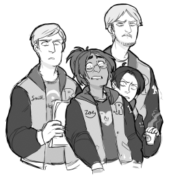 Erenyeagerbomb:  I Wanted To Draw Letterman Jackets And My Ot4 And Funny Faces So