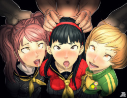Pumpkinsinclair:  Commission Of The Persona 4 Chicks, Rie, Yukiko, And Chie With 