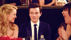 zuzzykb:glee-cast-is-perfect:— I was holding his leg under the table the whole time, Dianna [Agron] 