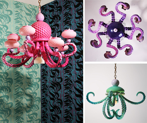 little-bunnys-creepies:  Octopus inspired chandeliers.  A few were created by the