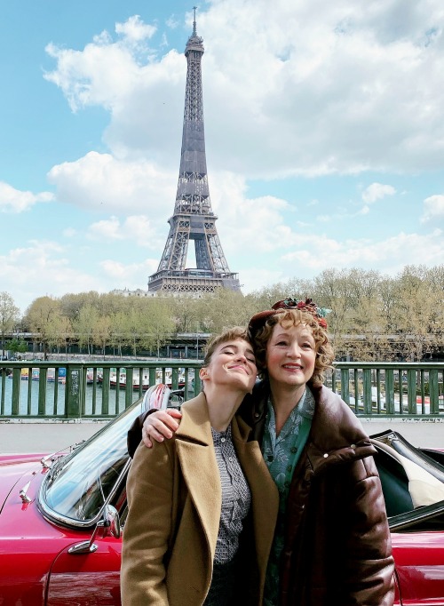 LESLEY MANVILLE &amp; ALBA BAPTISTA behind the scenes of MRS HARRIS GOES TO PARIS Anthony Fabian