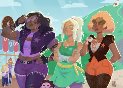 l-a-l-o-u:  I made this litteraly FIVE MONTHS AGO but I was never happy enough with the background to post it… I’m still not, but I think it’s time I share it and move on. Have a human giant women squad (with their tiny leader)! 