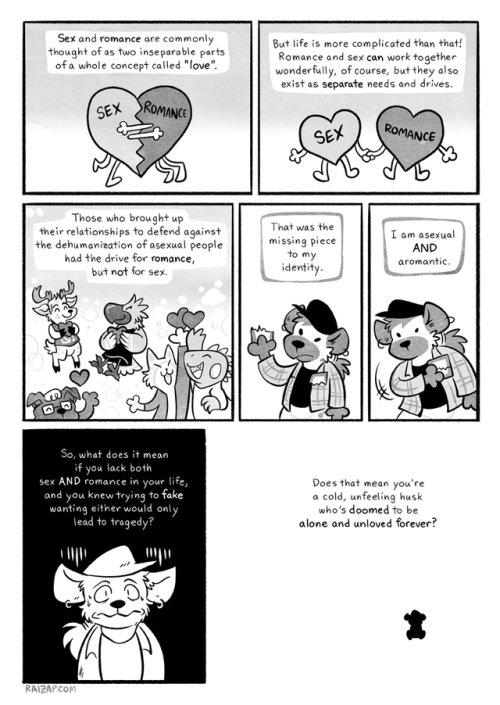 hyenafu:Here’s a comic I made about identifying as asexual and aromantic! I made it for an anthology