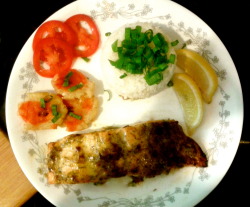 SALMON! with tostones made with platanos