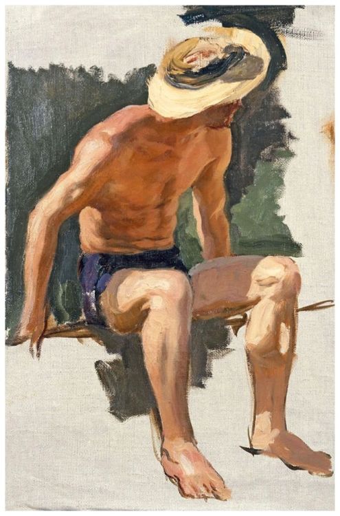 beyond-the-pale:Sitting Lad, Sketch for Painting,