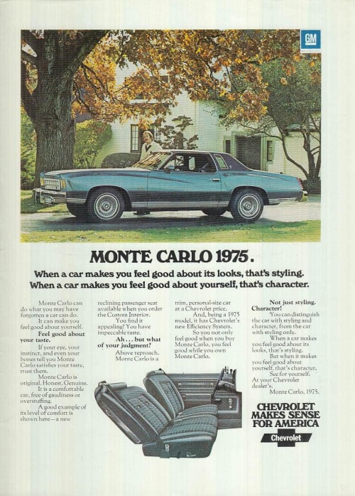 Publicité Chevrolet 1975. - Source Automobiles and Dealerships of the Past and the Modern Era
