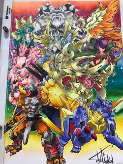 the-artlocked:The Mega DigiEvolutions. Prints are available! Made with Copic Ciao Markers. Colors from the 72B set.