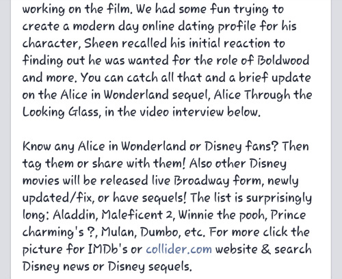 Alice in Wonderland sequel “Alice through the looking glass” May 27th 2016!