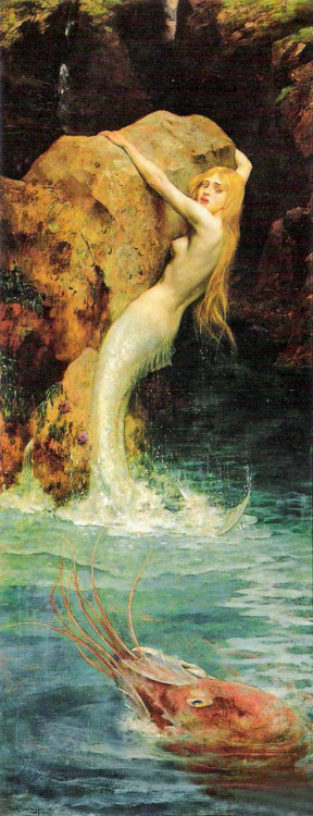 themarinevampireshop: ‘The mermaid’ - William A. Breakspeare {1855-1914}